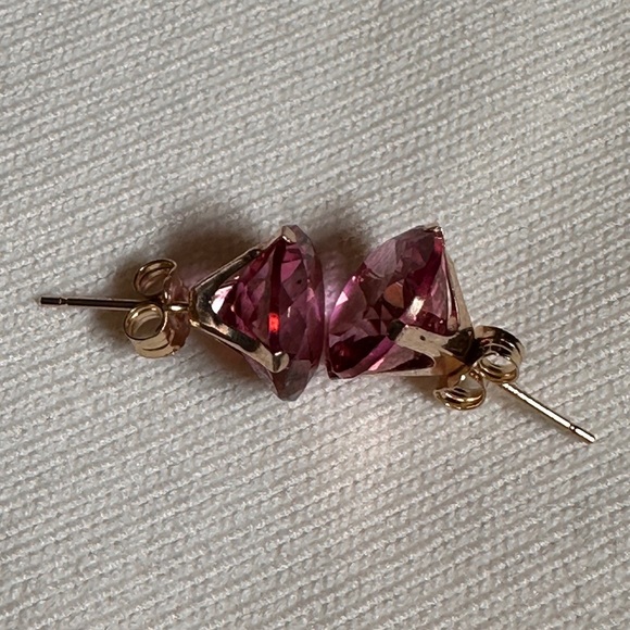 Ross-Simons 8.70 ct. t.w. Pink Topaz Stud Earrings in 14kt Yellow Gold - Picture 3 of 6